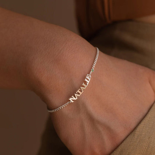 Women's Custom Name Birthstone Fashion Wrap Bracelet Stainless Steel DIY Personalized Jewelry