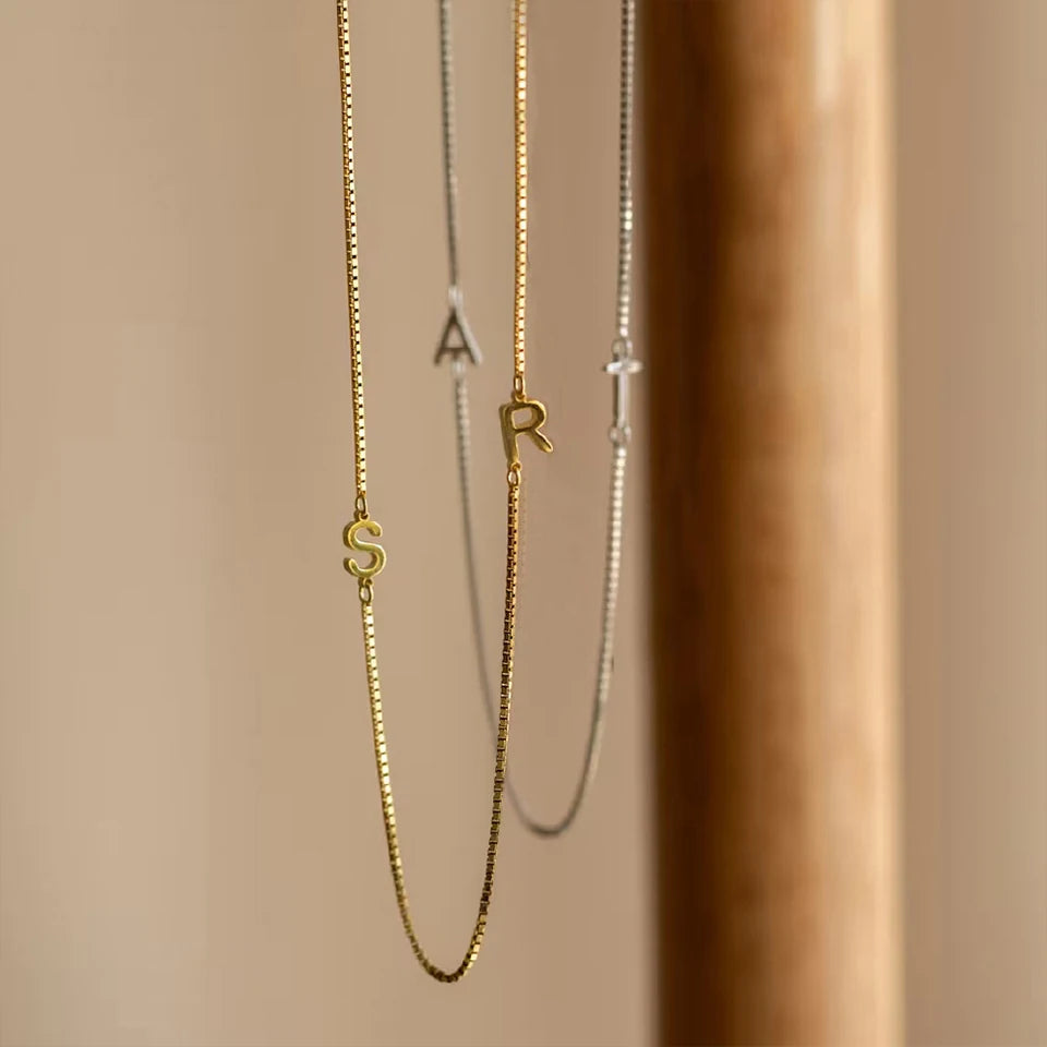 Personalized Custom Birthday Gift Two Letters Name Necklace Stainless Steel Gold Plated Jewelry