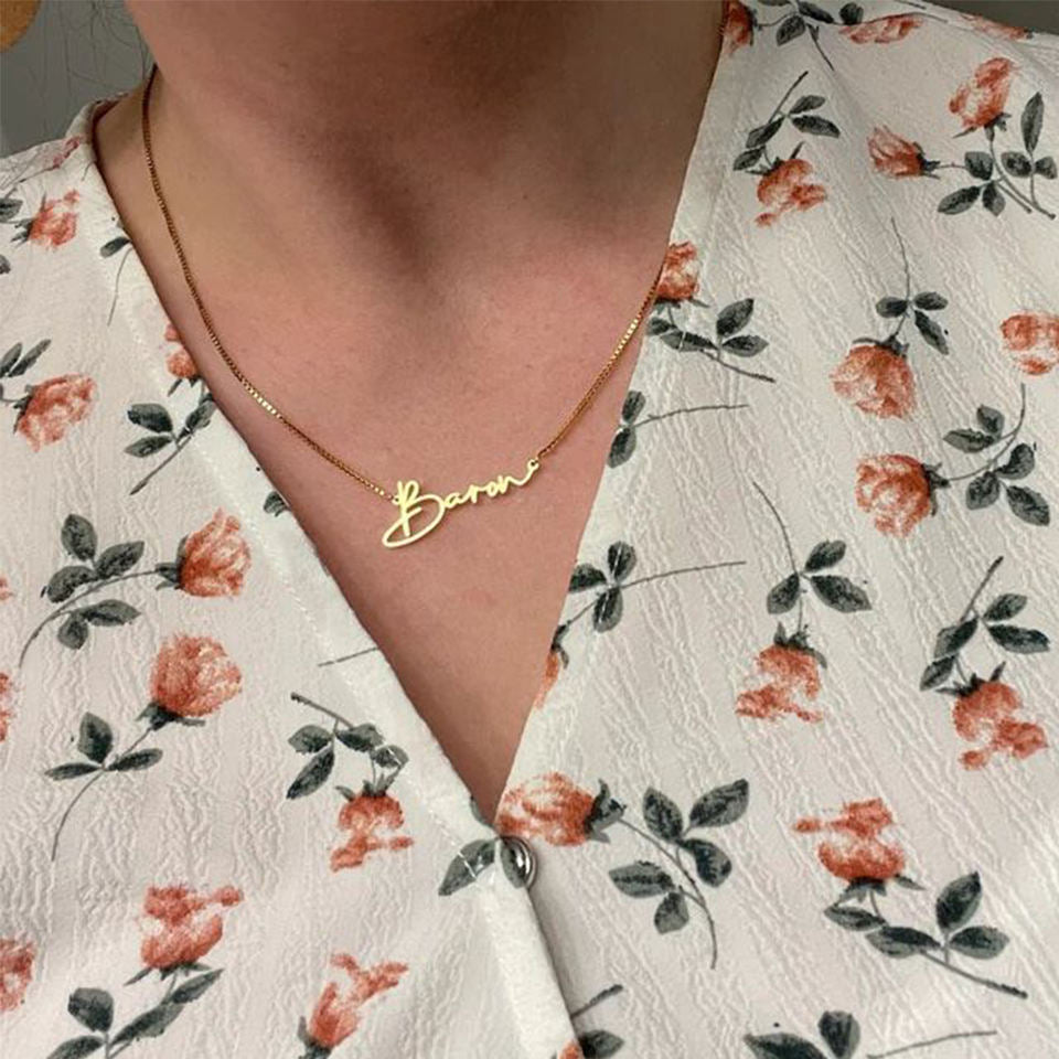 Personalized Custom Stainless Steel 14K Gold Plated Box Chain Name Adjustable Necklace for Women