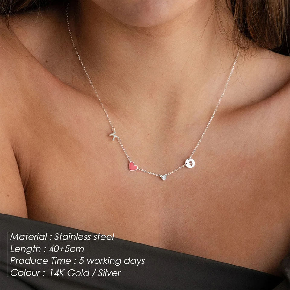 Personalized Jewelry Colorful Rhinestone Necklace Diy Letter Heat Charm Constellations Necklace for Women
