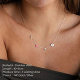 Personalized Jewelry Colorful Rhinestone Necklace Diy Letter Heat Charm Constellations Necklace for Women
