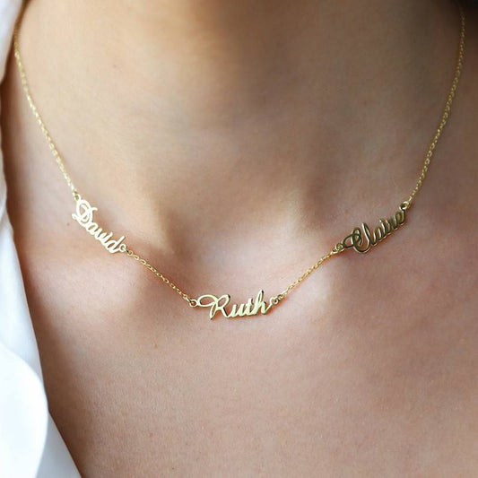 Custom Multiple Names Necklace for Women Personalized Family Name Stainless Steel Necklaces Gold Plated Jewelry