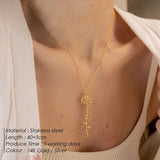 Custom 316 Stainless Steel Flower Pendant 14K Gold Plated Personalized Name Women's Necklace