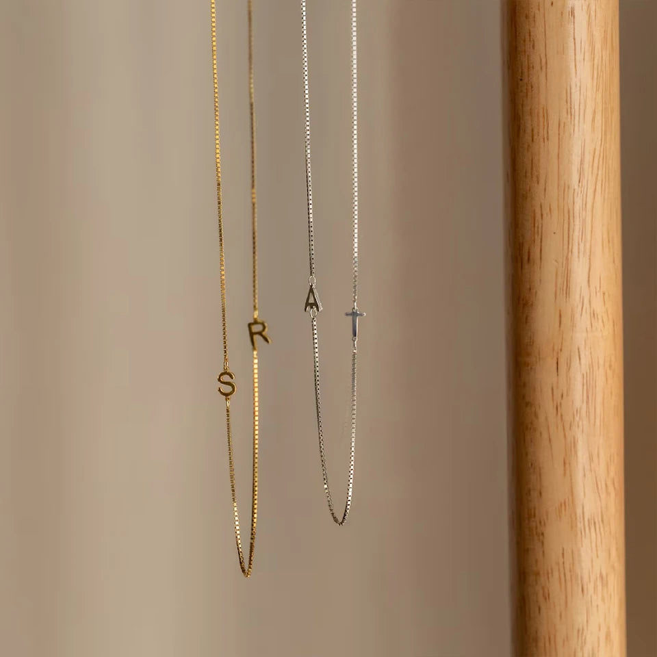 Personalized Custom Birthday Gift Two Letters Name Necklace Stainless Steel Gold Plated Jewelry