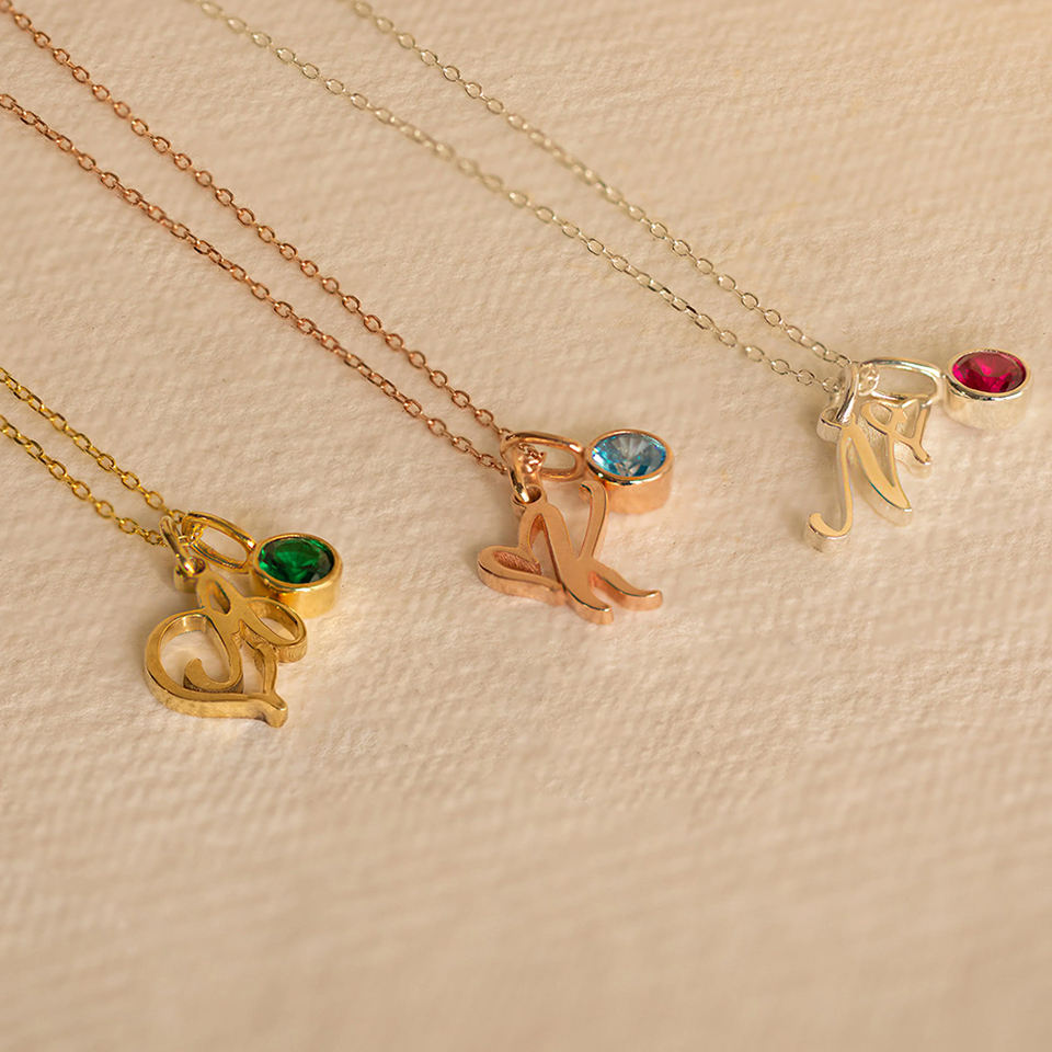 DIY Personalized Art Alphabet Birthstone Name Necklace Collar Chain Fashion Dropship Stainless Steel Jewelry Dropshipping