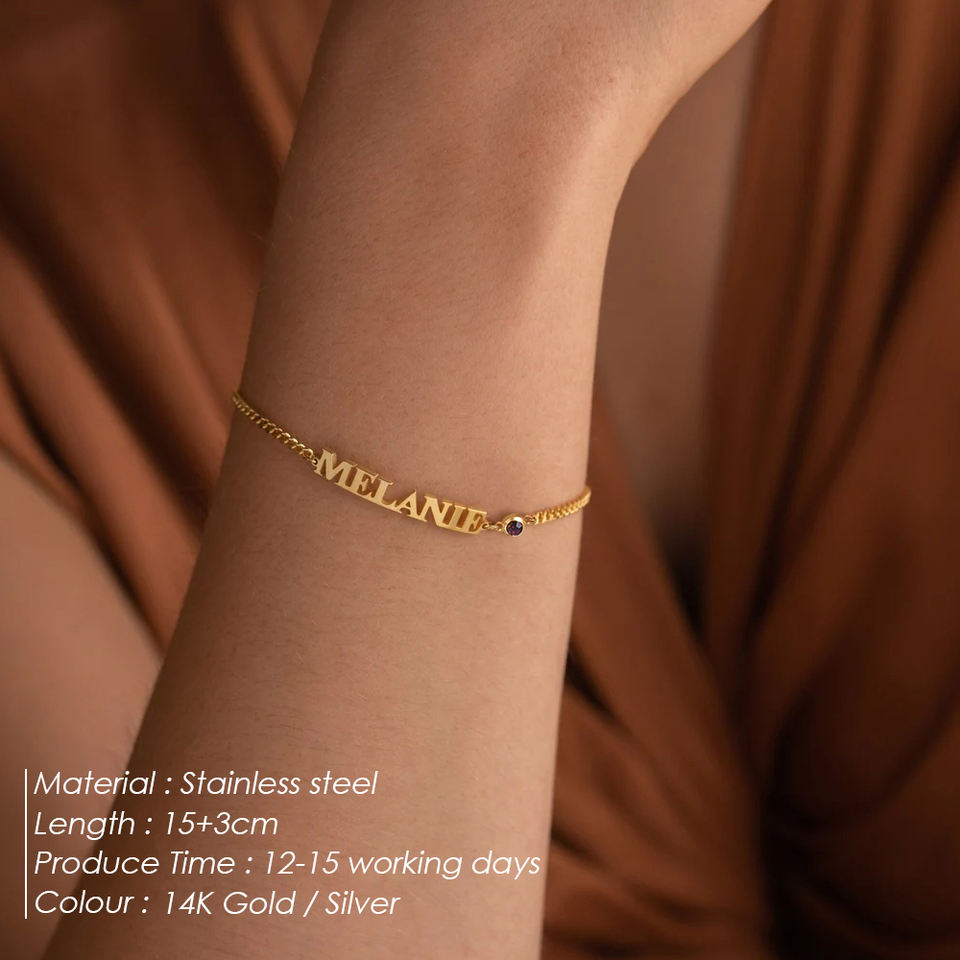 Women's Custom Name Birthstone Fashion Wrap Bracelet Stainless Steel DIY Personalized Jewelry