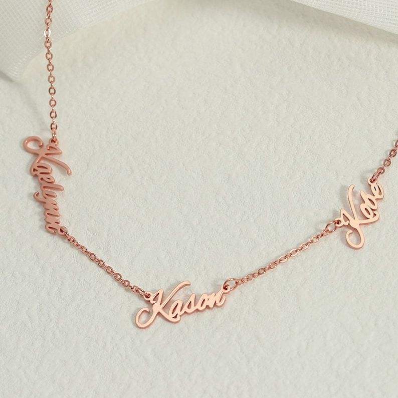 Custom Multiple Names Necklace for Women Personalized Family Name Stainless Steel Necklaces Gold Plated Jewelry
