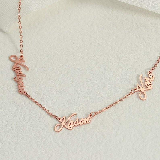 Custom Multiple Names Necklace for Women Personalized Family Name Stainless Steel Necklaces Gold Plated Jewelry