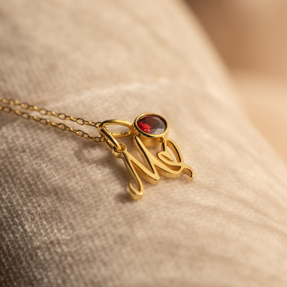 DIY Personalized Art Alphabet Birthstone Name Necklace Collar Chain Fashion Dropship Stainless Steel Jewelry Dropshipping