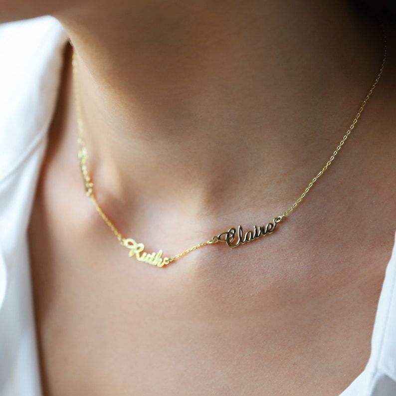 Custom Multiple Names Necklace for Women Personalized Family Name Stainless Steel Necklaces Gold Plated Jewelry