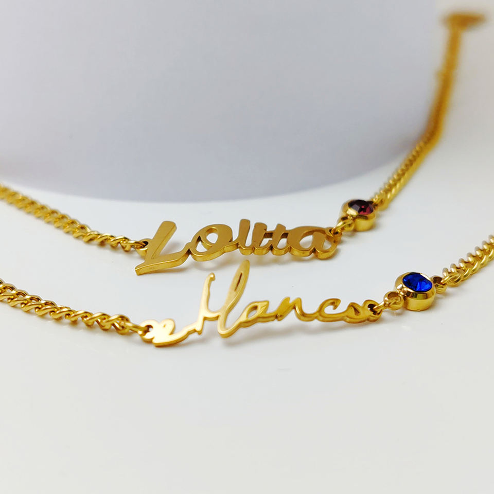 Women's Custom Name Birthstone Fashion Wrap Bracelet Stainless Steel DIY Personalized Jewelry
