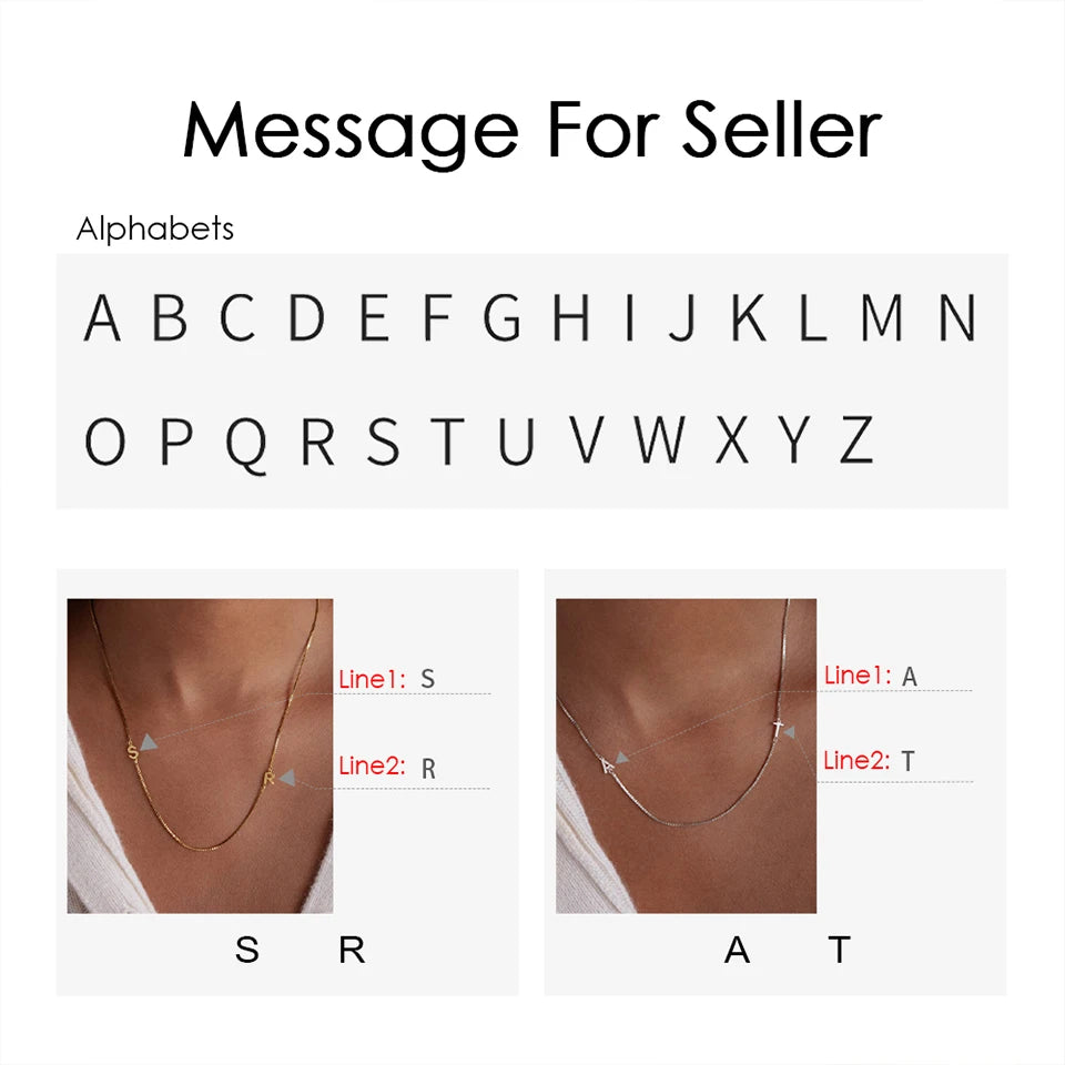 Personalized Custom Birthday Gift Two Letters Name Necklace Stainless Steel Gold Plated Jewelry