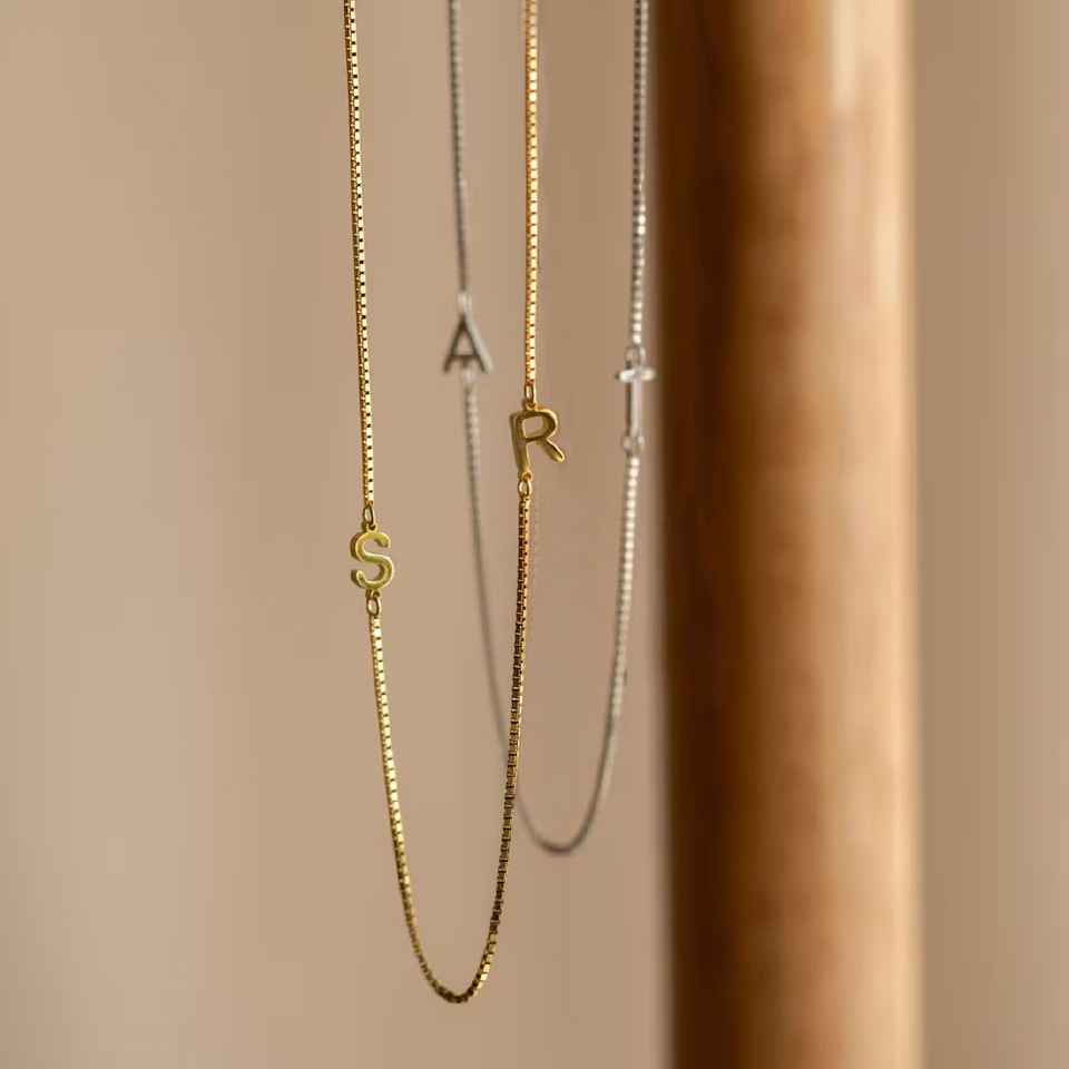 Personalized Custom Birthday Gift Two Letters Name Necklace Stainless Steel Gold Plated Jewelry