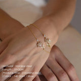 Custom Birth Flower Charm Bracelet for Women Stainless Steel Birthstone Pendant Gift
