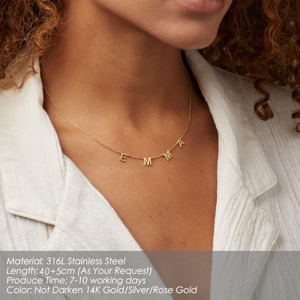 Custom Initial Choker Necklace Cute Style Stainless Steel Nameplate Pendant Name Necklace Gift