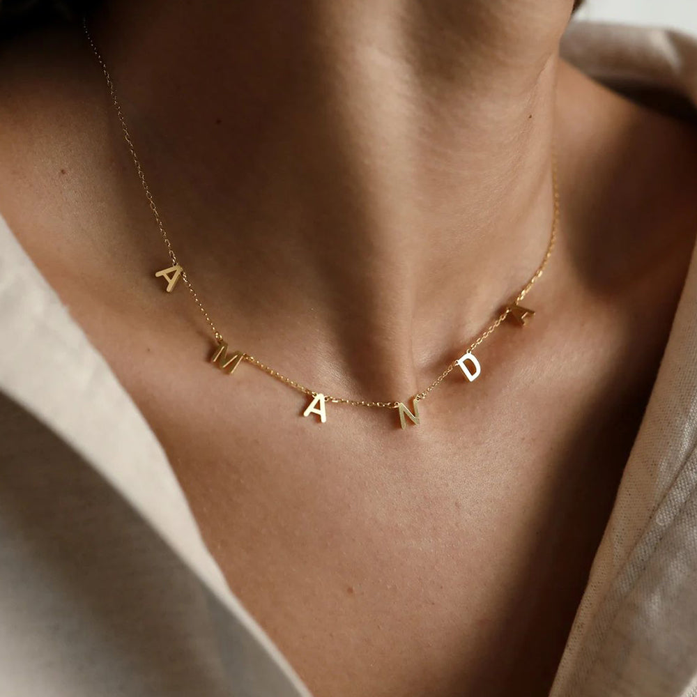Custom Initial Choker Necklace Cute Style Stainless Steel Nameplate Pendant Name Necklace Gift