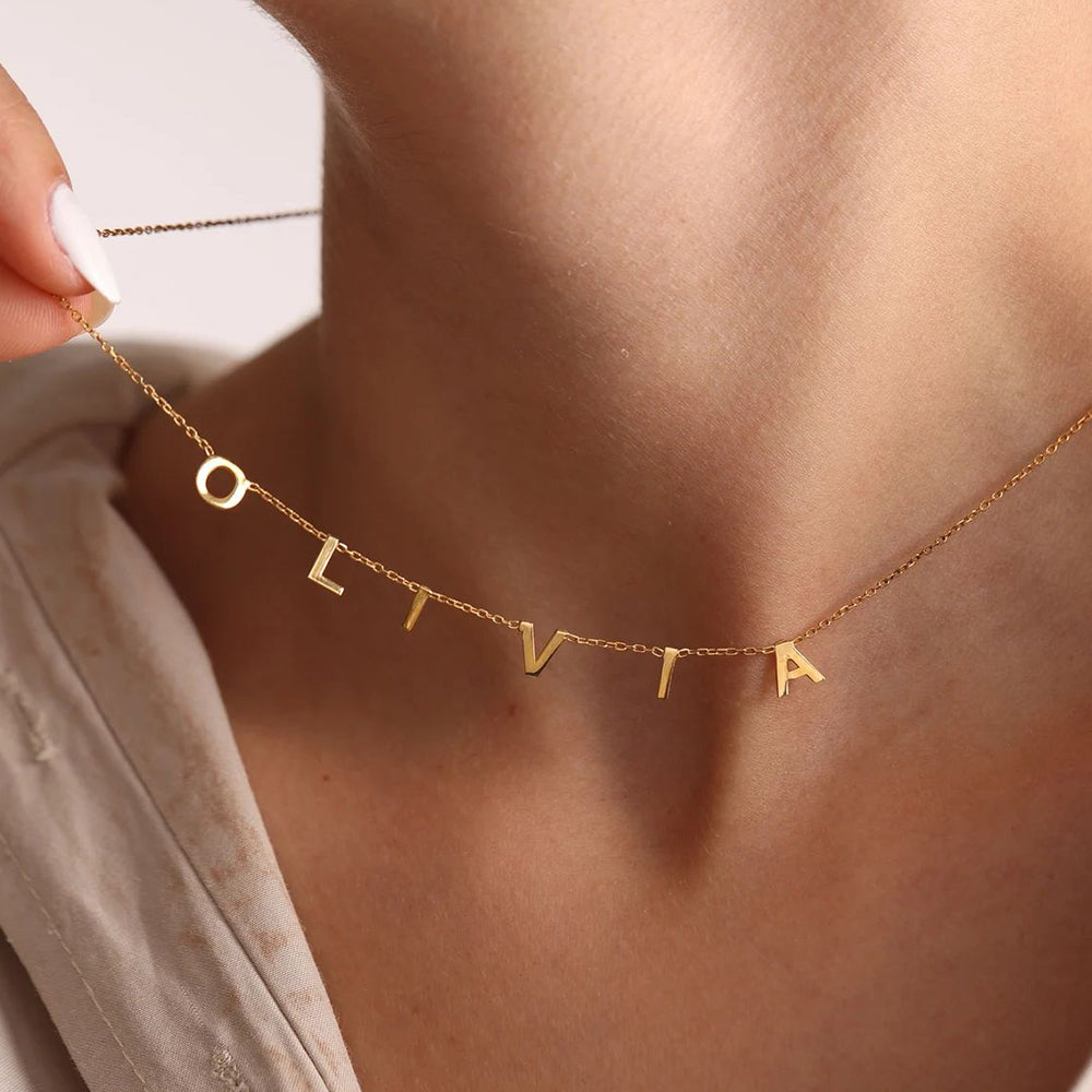 Custom Initial Choker Necklace Cute Style Stainless Steel Nameplate Pendant Name Necklace Gift