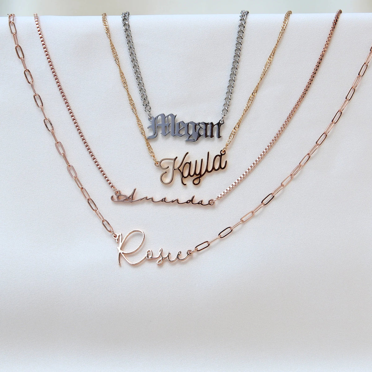 Custom Name Necklace, Personalized Name Necklace, Gold & Rose Gold Chain Necklace, Gifts for Bridesmaid, Christmas Gift, Gift for Mother