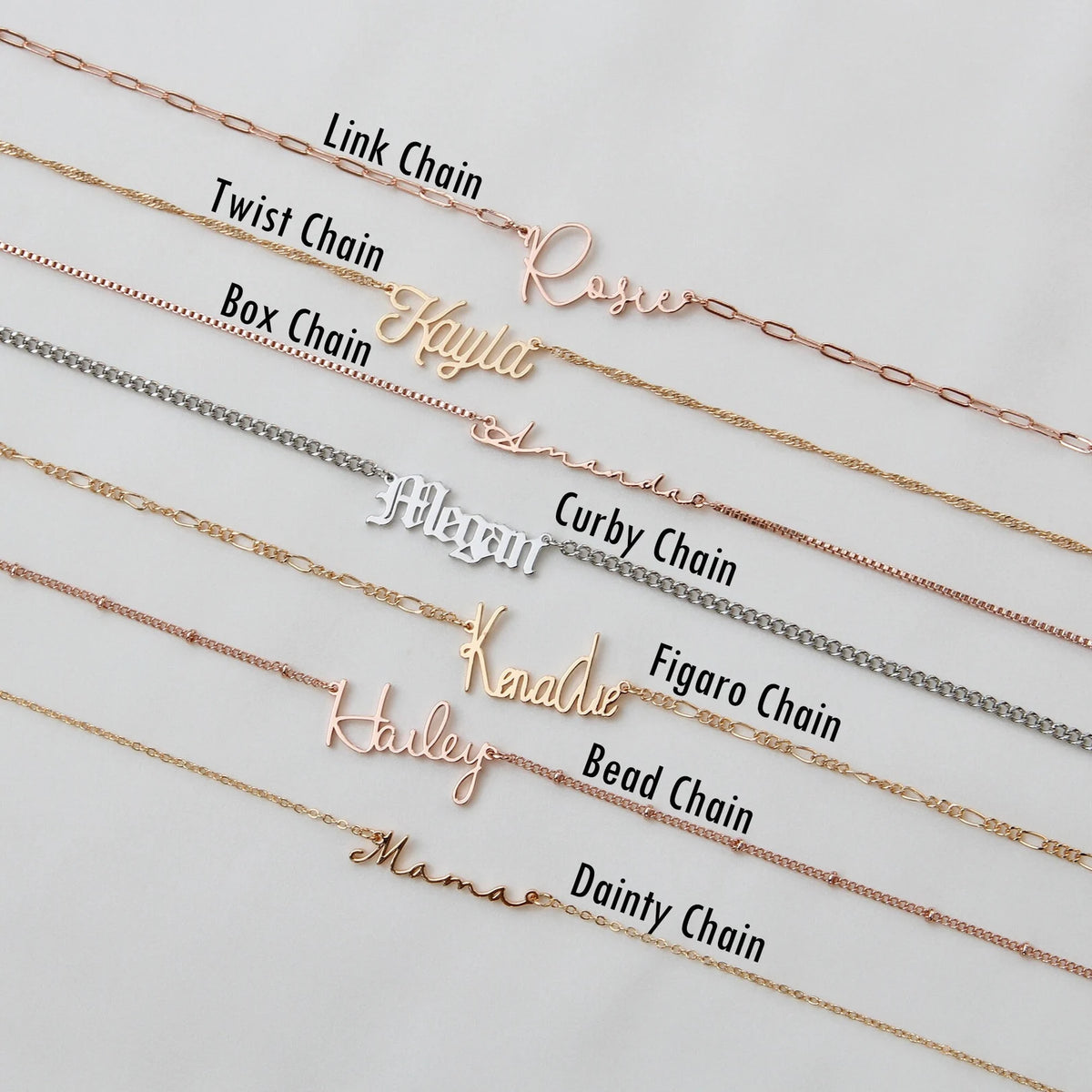 Custom Name Necklace, Personalized Name Necklace, Gold & Rose Gold Chain Necklace, Gifts for Bridesmaid, Christmas Gift, Gift for Mother