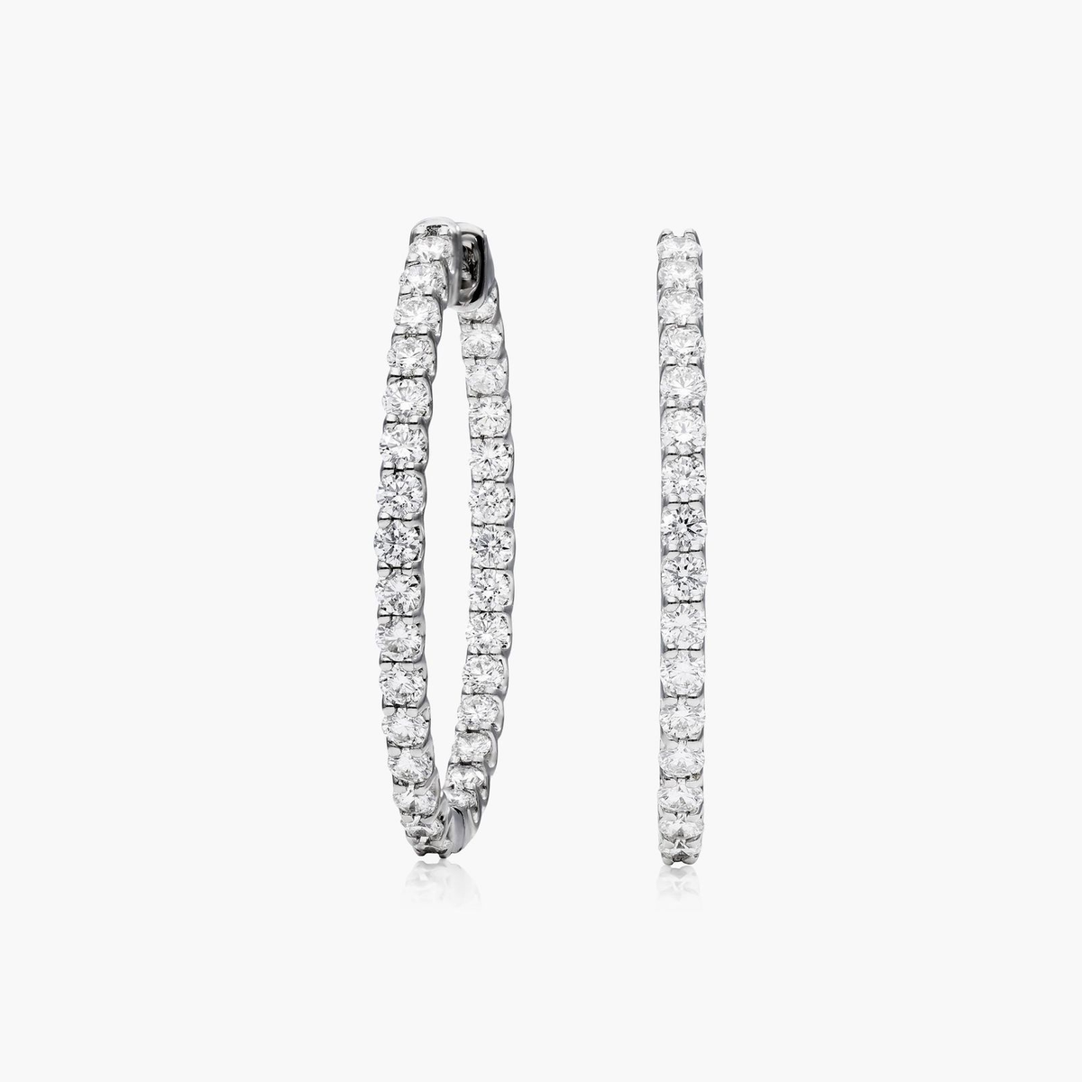 Diamond Hoop Earrings In 14K White Gold