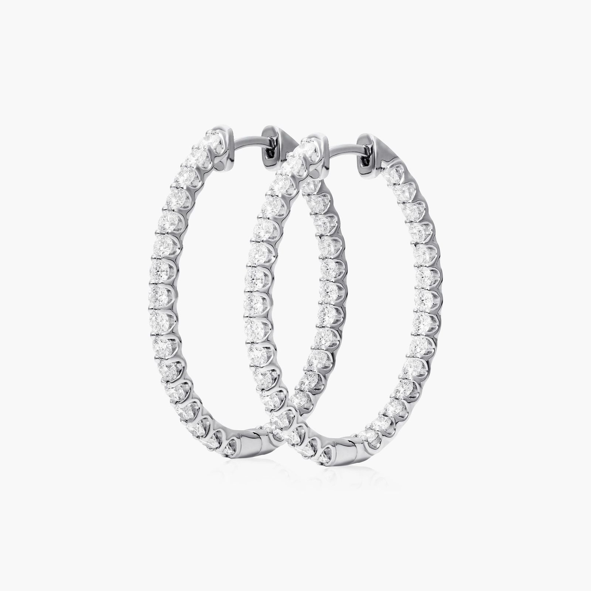 Diamond Hoop Earrings In 14K White Gold