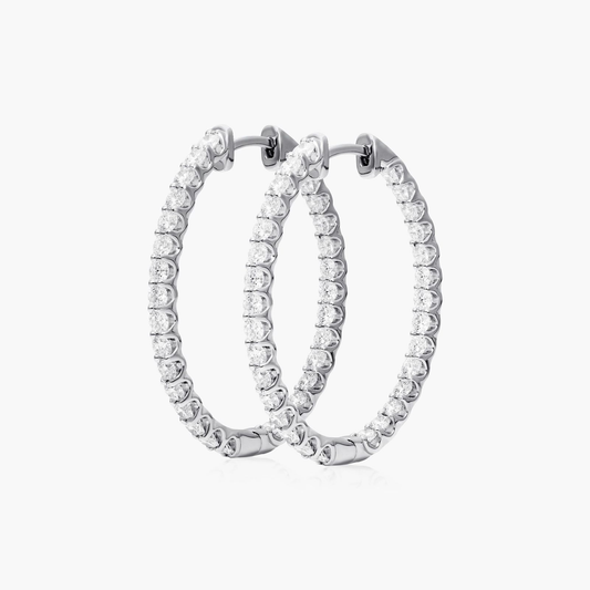 Diamond Hoop Earrings In 14K White Gold