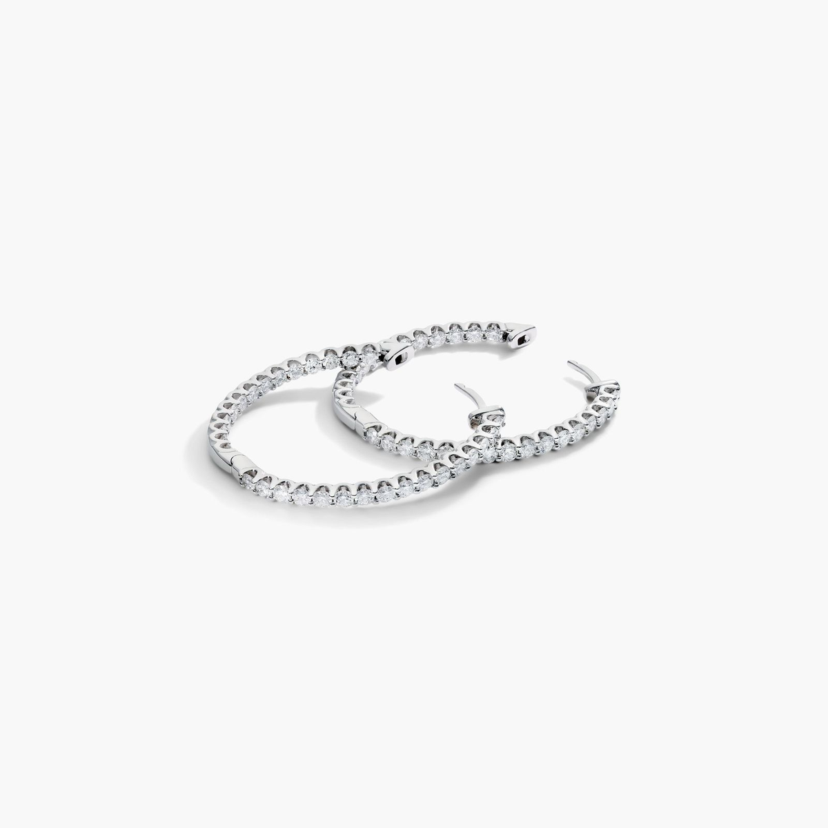 Diamond Hoop Earrings In 14K White Gold