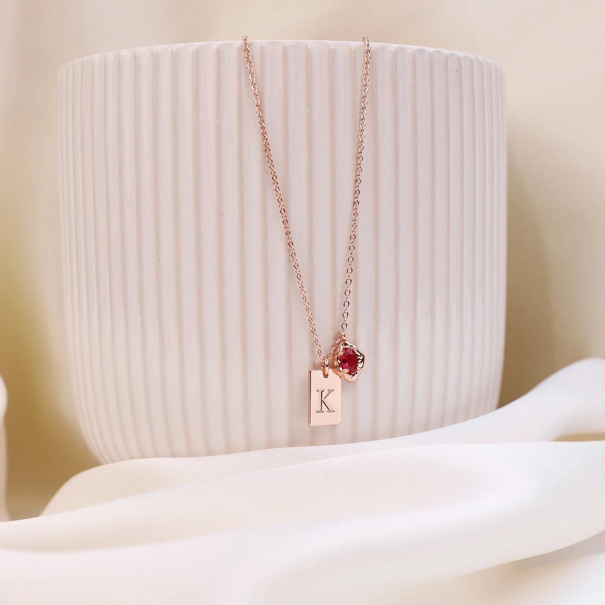 Initial Tag Necklace with Birthstone, Custom Engraved Letter Pendant Necklace, Dainty Tag Charm Necklace,Birthday Gifts, Bridesmaid Gift