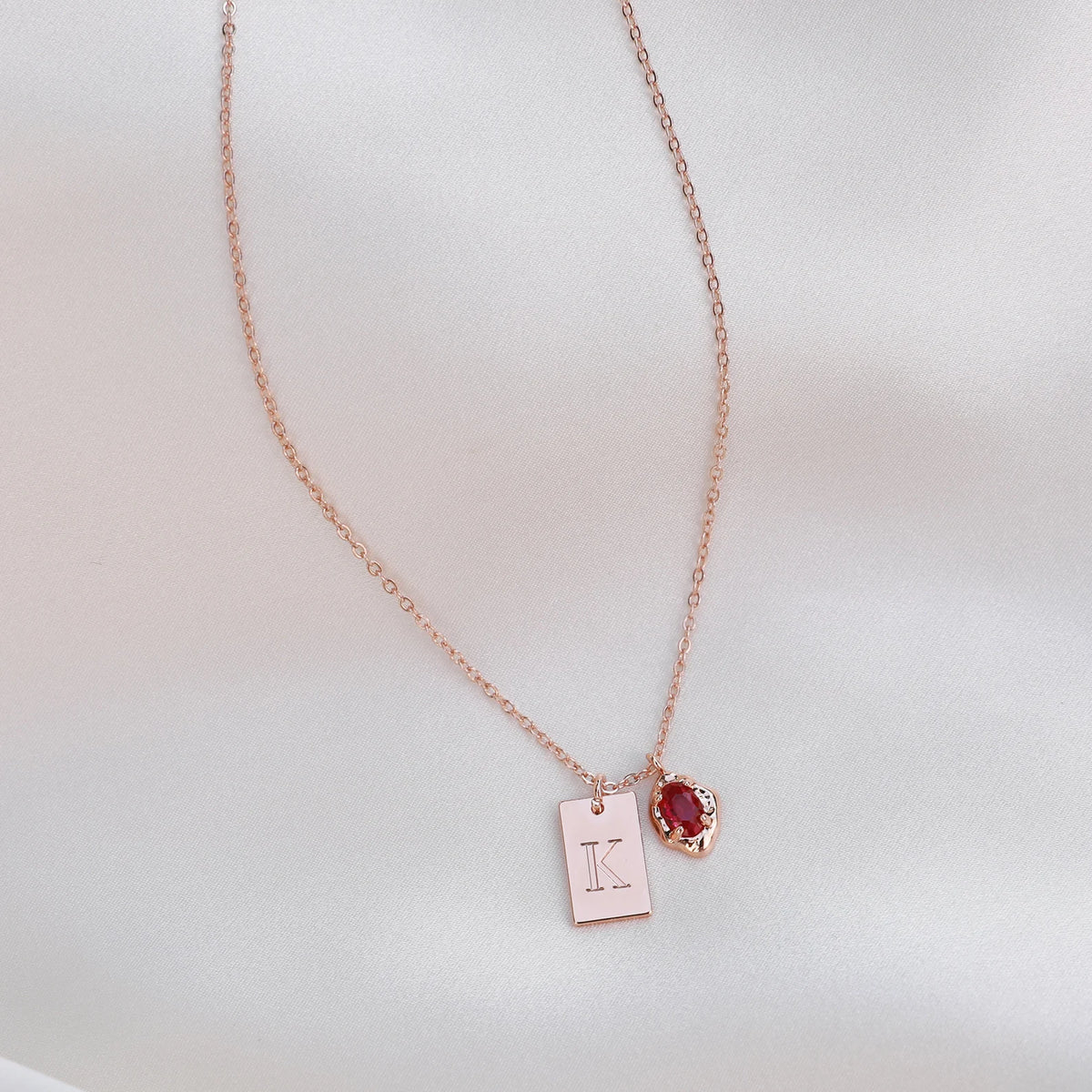 Initial Tag Necklace with Birthstone, Custom Engraved Letter Pendant Necklace, Dainty Tag Charm Necklace,Birthday Gifts, Bridesmaid Gift