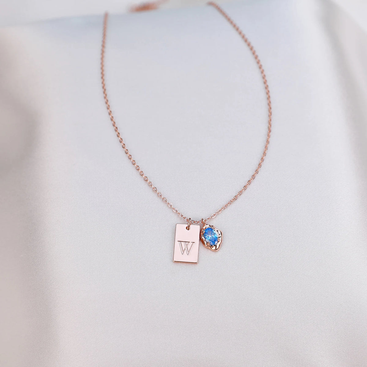 Initial Tag Necklace with Birthstone, Custom Engraved Letter Pendant Necklace, Dainty Tag Charm Necklace,Birthday Gifts, Bridesmaid Gift