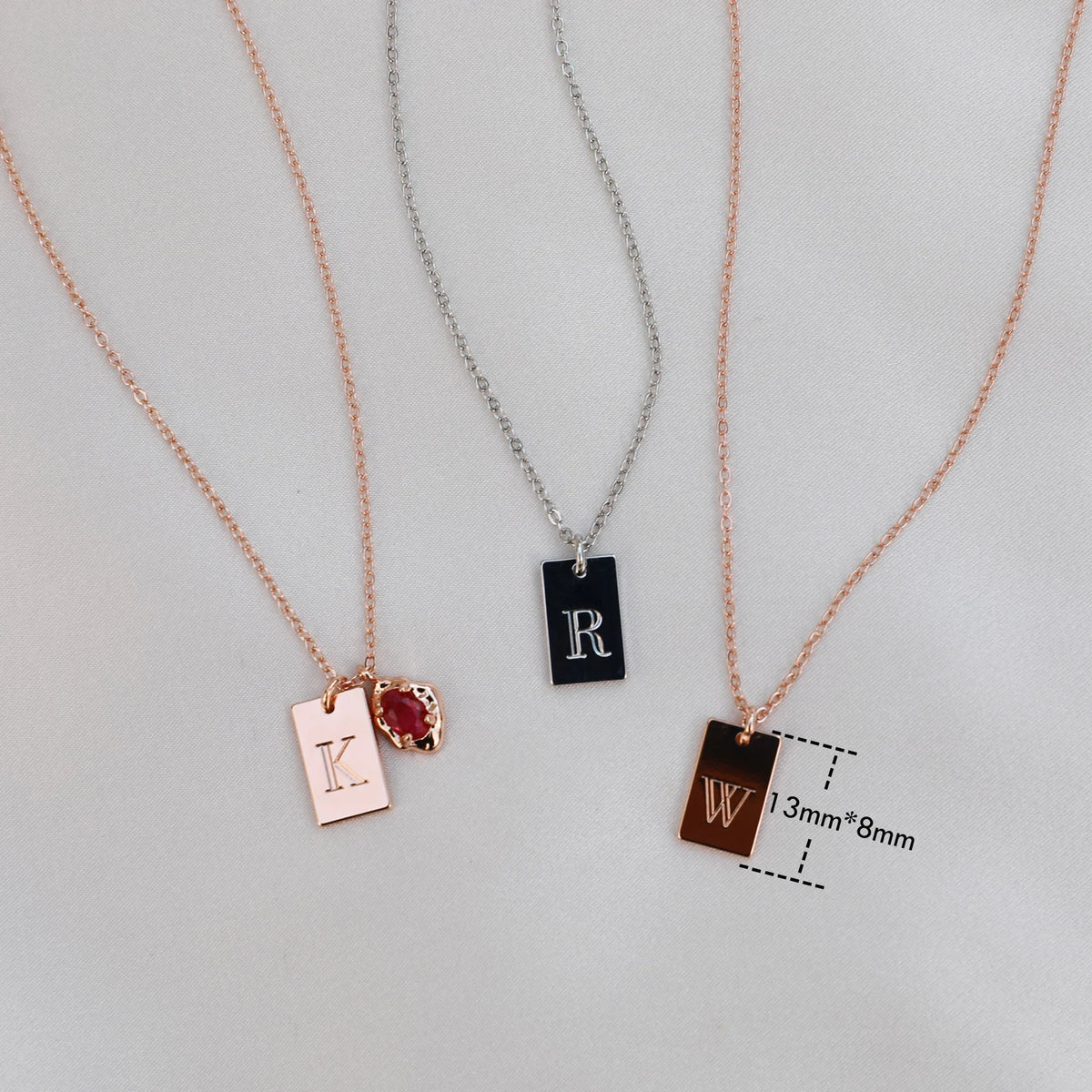 Initial Tag Necklace with Birthstone, Custom Engraved Letter Pendant Necklace, Dainty Tag Charm Necklace,Birthday Gifts, Bridesmaid Gift